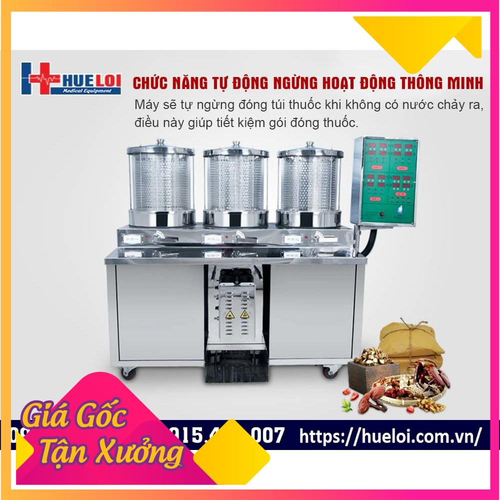 y tế chính hãng máy sắc thuốc đóng gói tự động 3 nồi đun