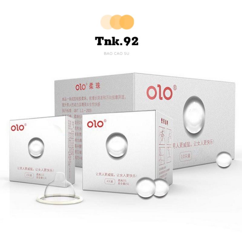 Bao cao su Olo kèm theo 1 viên bi silicon tăng khoái cảm.