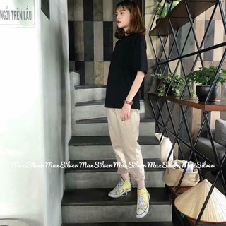 Quần basic pant kaki be - Quần baggy kaki unisex màu Be dưới 80kg nam nữ mặc siêu hot