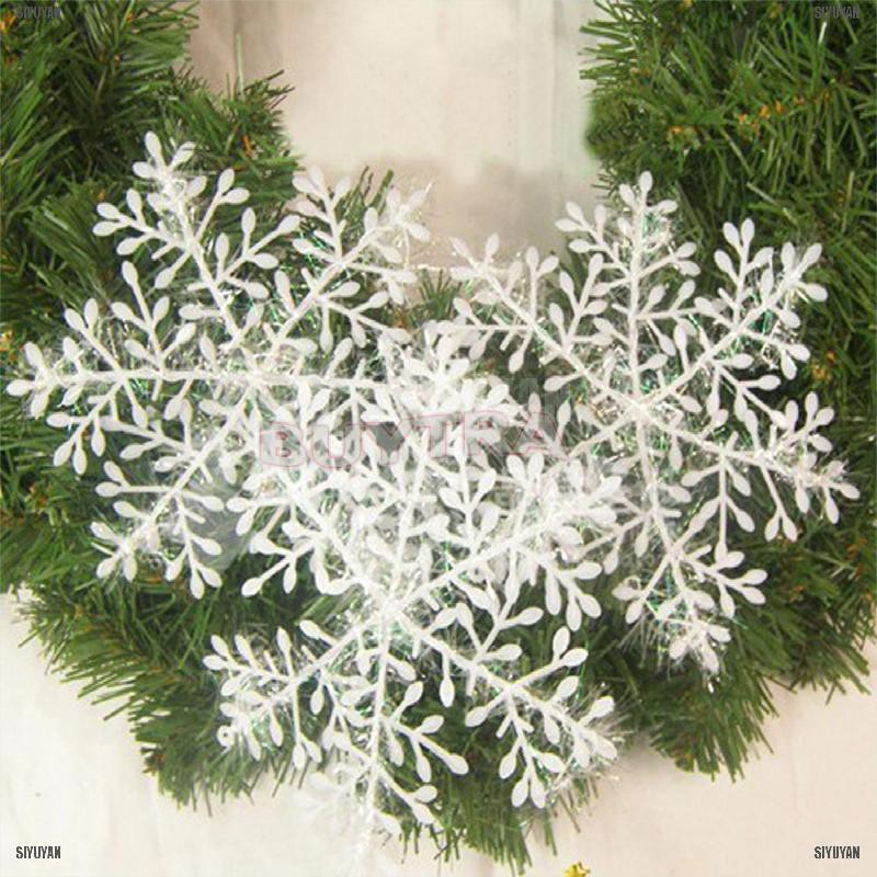 15pcs White Snowflake Ornaments Christmas Tree Decorations Home Festival Décor [SIYUYAN]