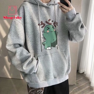 Áo hoodies thể thao mặc chui đầu in hình khủng long thời trang