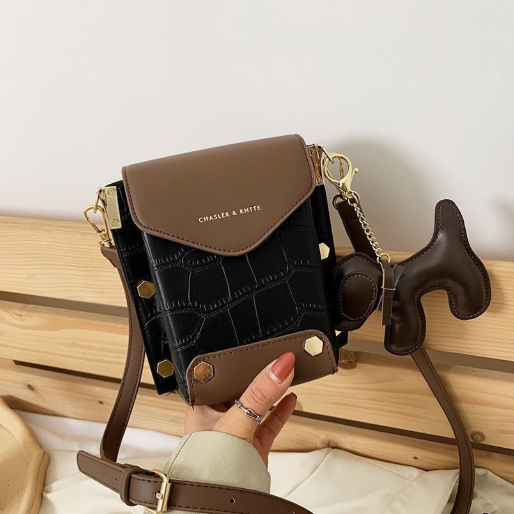 Túi Xách Nữ Mini Phối Màu Cực Đẹp Chất Da Tự Nhiên Bền Đẹp Size 16