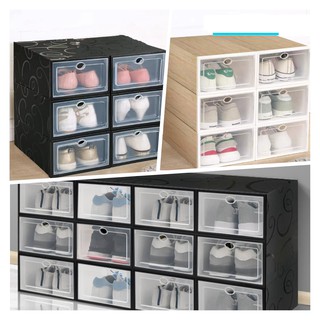Hộp Đựng Giày Nắp Nhựa Cứng Trong Suốt Full Đen Và Giả Gỗ - Mua 1c Hộp Đựng Giày Tặng 3 Túi Thơm Nhỏ