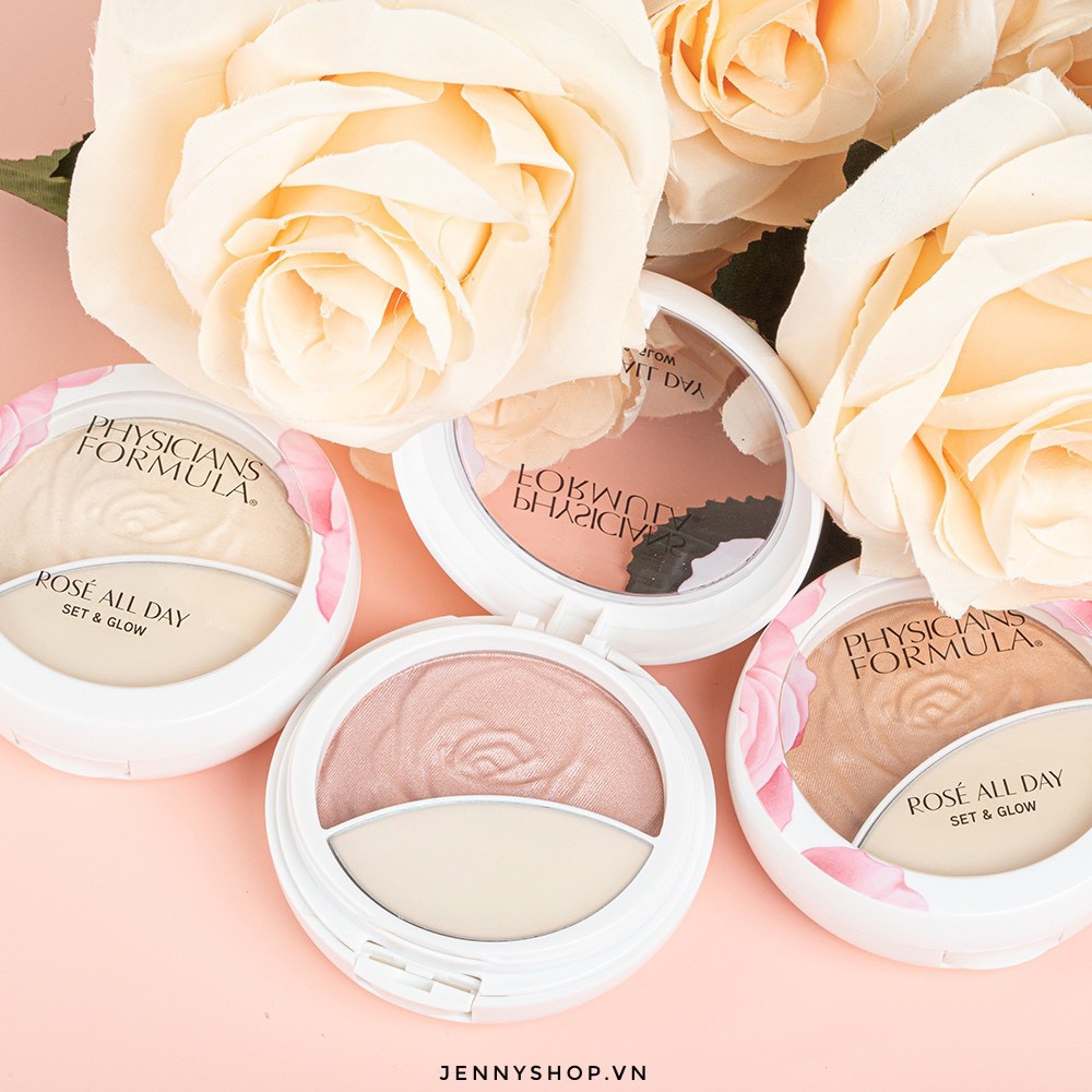 Phấn Phủ &amp; Bắt Sáng 2 In 1 Physicians Formula Rose All Day Set &amp; Glow Powder