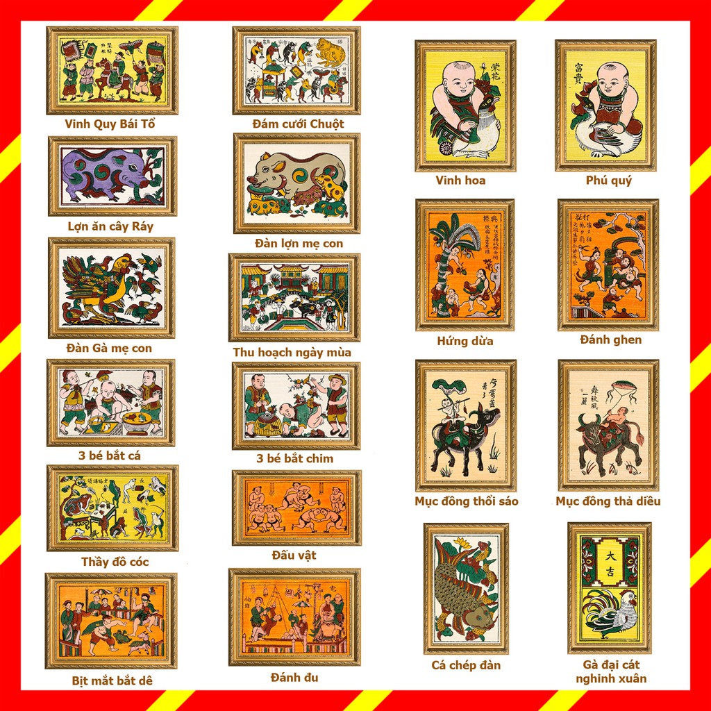 Bộ 20 bức tranh dân gian Đông Hồ tiêu biểu - di sản văn hóa dân tộc Việt Nam - Dong Ho folk paintings Viet Nam national