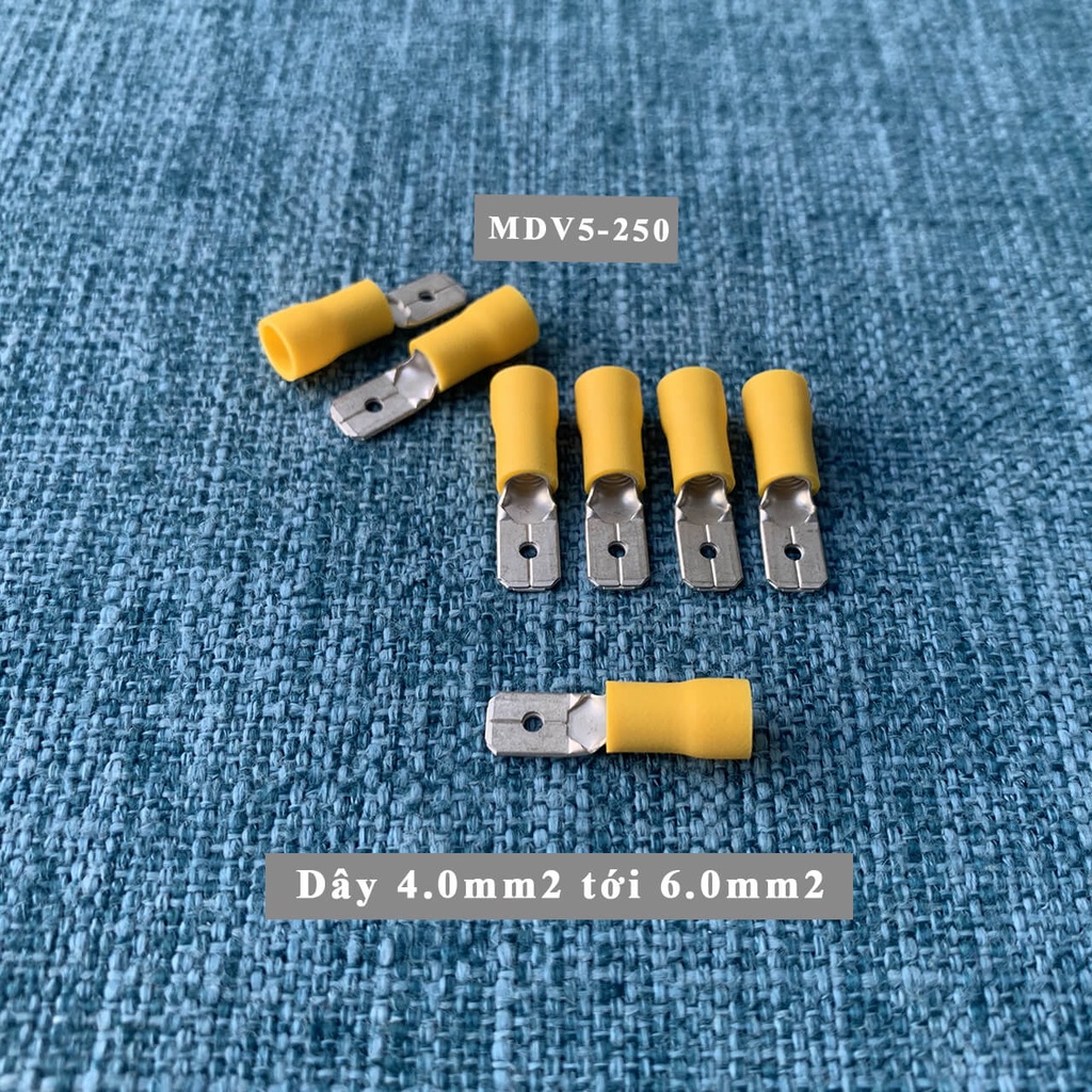 (1 gói 5 cái) Đầu cos nối nhanh đực cái dạng ghim kiểu Capa - Dây 4mm2 tới 6mm2 - MDV5-250 (Đực) FDV5-250 (Cái)