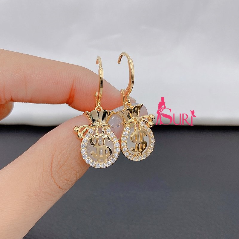 BÔNG TAI TÒN TENG KHOEN TRÒN HÌNH DÁNG TÚI TIỀN MAY MẮN SIÊU YÊU DÀNH CHO NỮ