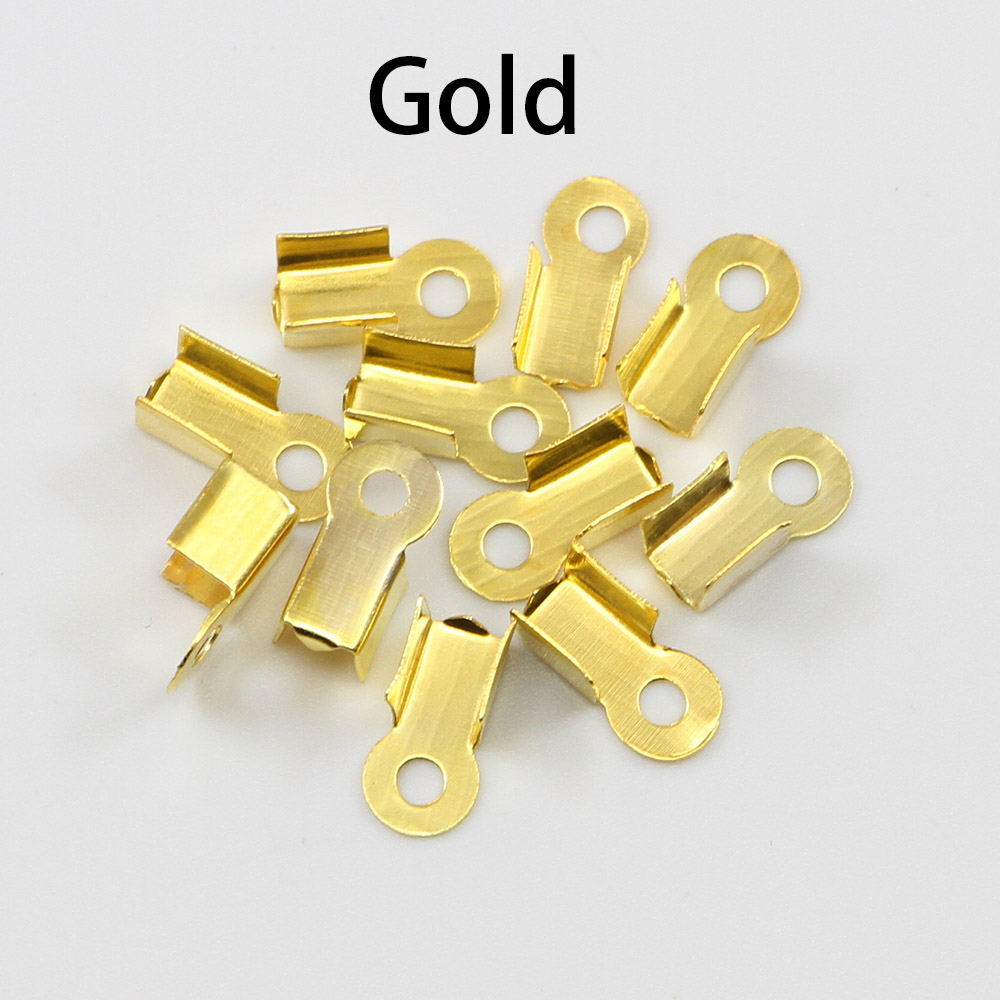 200pcs/lot Cove Clasps Cord End Caps String Ribbon Leather Clip Tip Fold Crimp Bead Connectors For Jewelry Making DIY Supplies