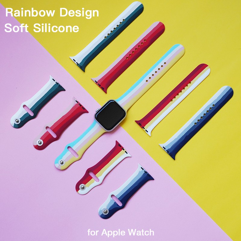 Dây Đeo Thay Thế Chất Liệu Silicon Thiết Kế Sọc Gân Nổi Cho Apple Watch Series 6 / SE