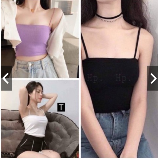 Áo 2 dây sợi bún VENUS áo hai dây tăm ôm croptop 2 màu đen trắng_VIETVENUS