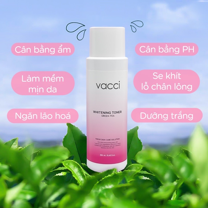 NƯỚC HOA HỒNG VACCI MÀU HỒNG - TRẮNG DA CHIẾT XUẤT TRÀ XANH - WHITENING TONER GREEN TEA 250ml