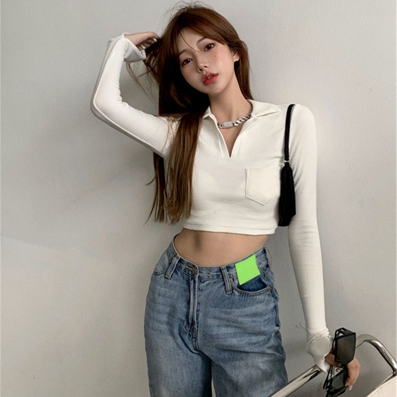 NRVP Áo Thun Nữ Oversize Cổ Tròn Dài Tay Kiểu Hàn Quốc