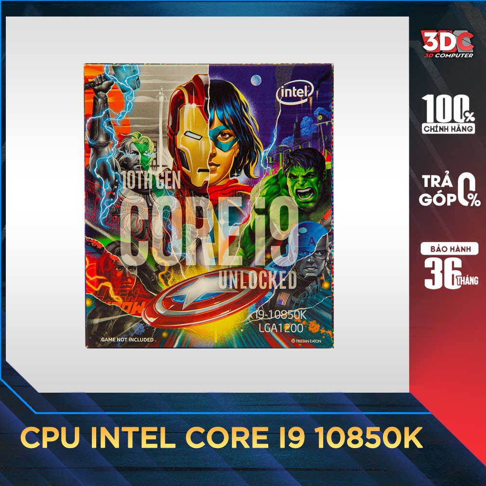 CPU Intel Core i9 10850K Avengers Edition (3.6GHz turbo up to 5.2GHz, 10 nhân 20 luồng, 20MB Cache, 95W)