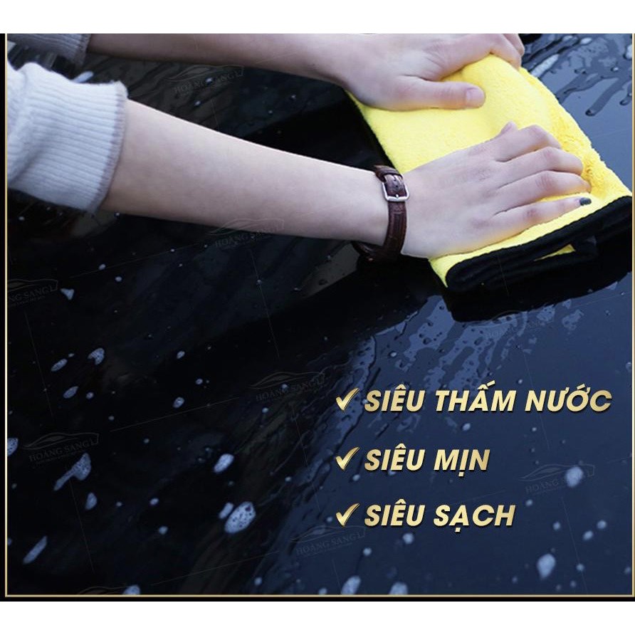 Khăn microfiber 2 mặt 2 lớp vàng ghi siêu dầy siêu thấm nước size 30x60cm