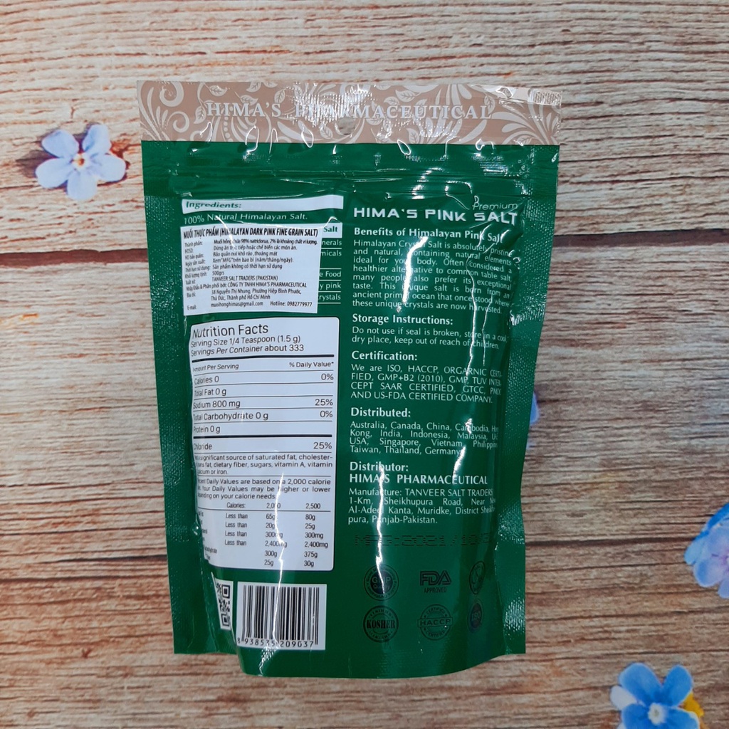 Muối hồng Himalya Hima's - Muối hồng nhập khẩu bịch 500gr