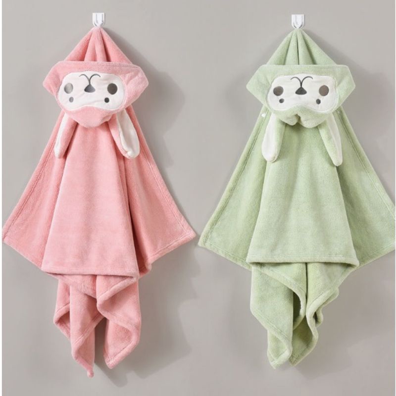 Khăn Choàng Tắm Vải Cotton Lông Cừu San Hô Mềm Mại Thấm Hút Tốt Dành Cho Bé