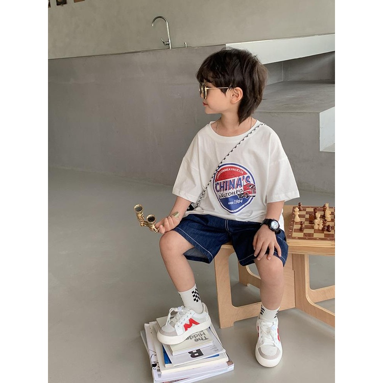 Áo thun ngắn tay cotton AMBB dễ thương cho bé