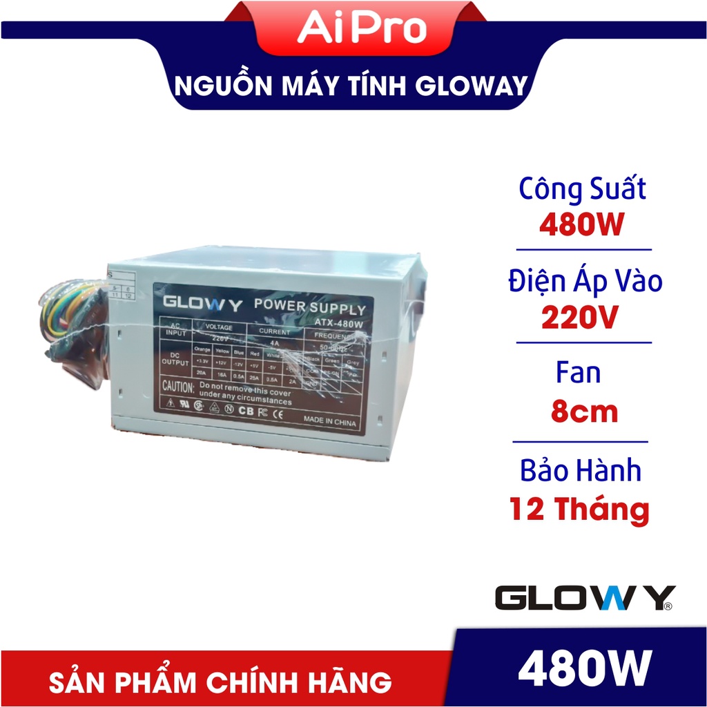 Nguồn Máy Tính Gloway 480 - Chính hãng - Bảo hành 12 tháng !!!