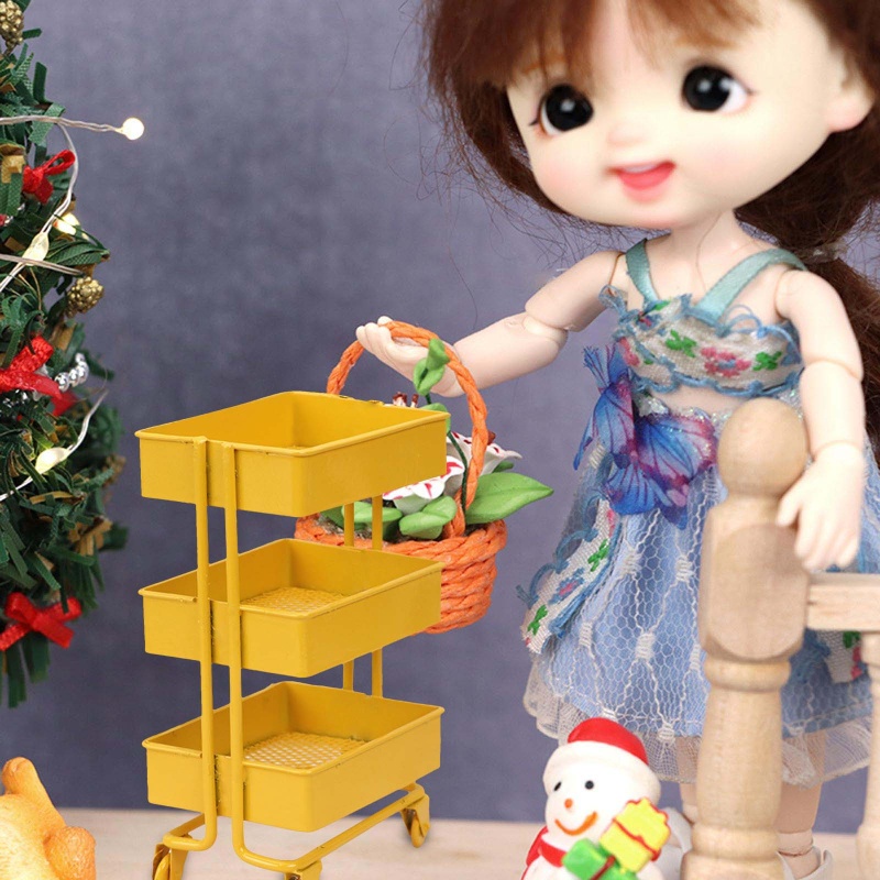 Kệ Sắt 3 Tầng 1 / 12 Ngăn Đựng Thức Ăn Cho Nhà Búp Bê Giá Đỡ