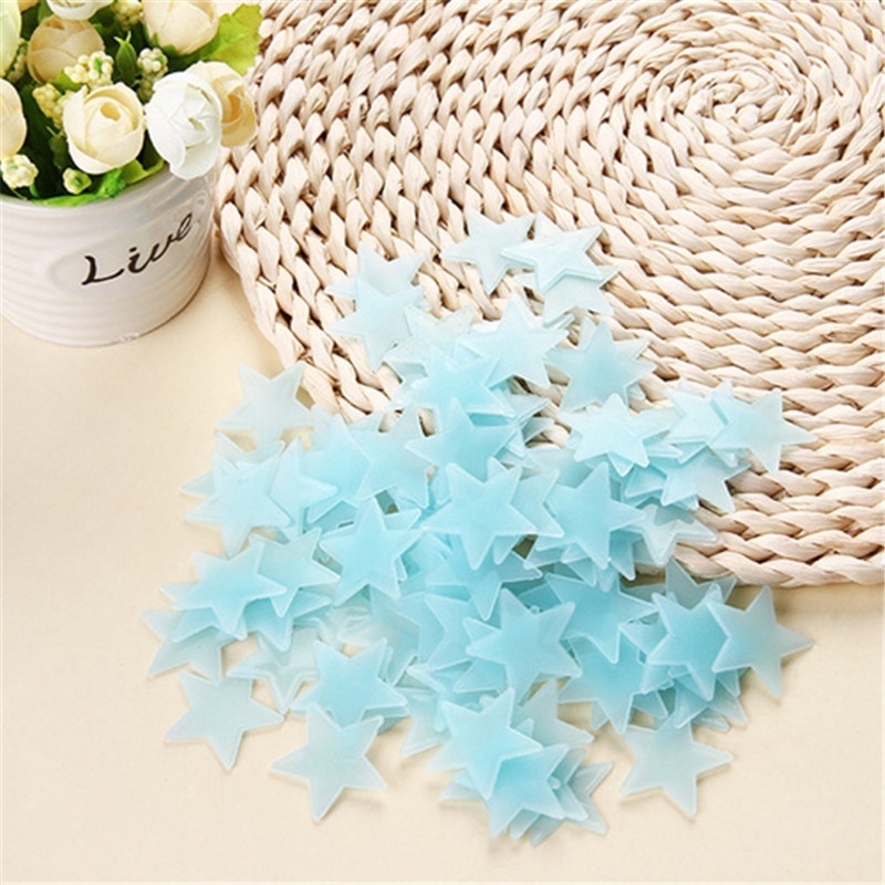 Bộ 100 Ngôi Sao 3D Màu Dạ Quang Dán Tường Độc Đáo