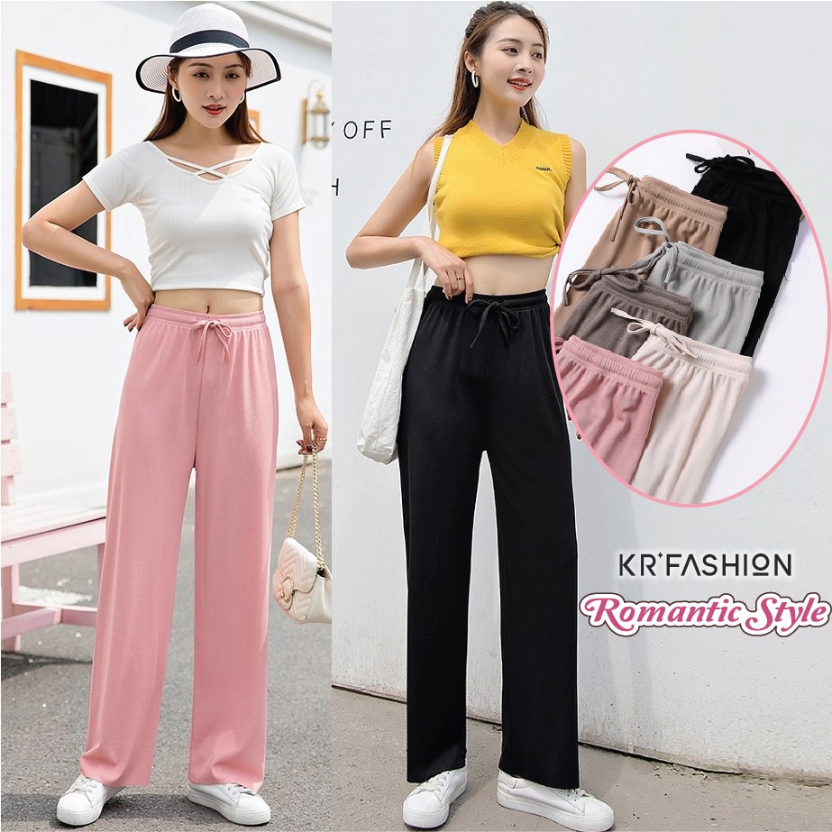 Quần ống rộng nữ mềm mại, siêu mát mẻ mùa xuân hè style Hàn Quốc KRfashion PS102