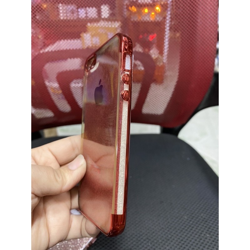 Ốp iPhone 5G/5S dẻo trong viền xi màu lót kim tuyến