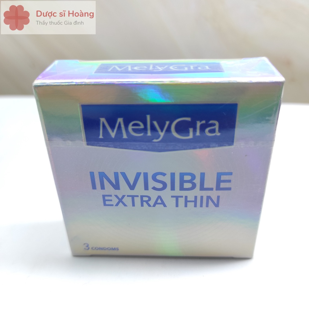 [CHE TÊN] Bao Cao Su Siêu Mỏng MelyGra Invisible Extra Thin - Hộp 3 chiếc