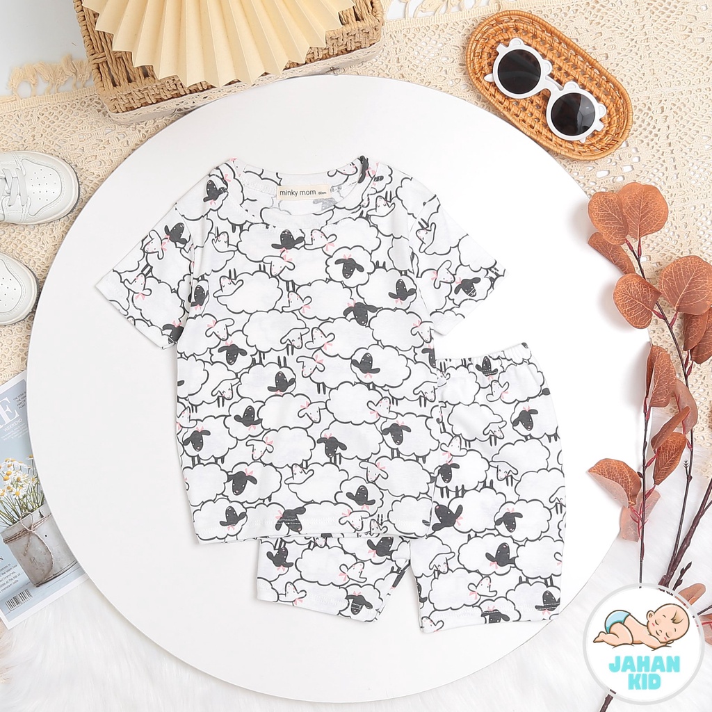 [MÀU NGẪU NHIÊN] Combo 4Bộ Cộc Tay Cho Bé Trai, Bé Gái Minky Mom Vải Cotton Borip Động Vật, Đồ Bộ Cho Bé Mặc Nhà MKM2212