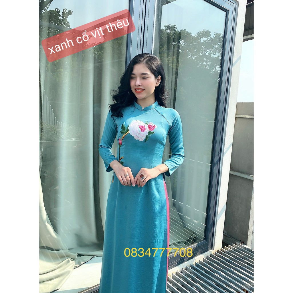[ BÃO SALE  ] ÁO DÀI TRUYỀN THỐNG TÂY THI HOA THÊU TAY