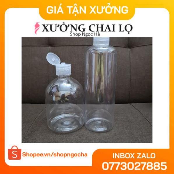 Chai nhựa pet nắp bật 500ml Trong chiết mỹ phẩm , phụ kiện du lịch