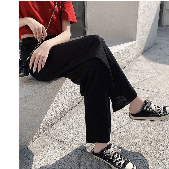 Quần culottes lưng cao chất đũi vải mềm mịn buộc dây cá tính