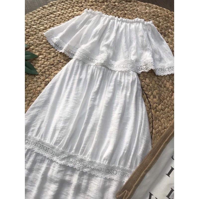 (CÓ SẴN)🌿ĐẦM MAXI TRẮNG TRỄ VAI ĐI BIỂN | BigBuy360 - bigbuy360.vn