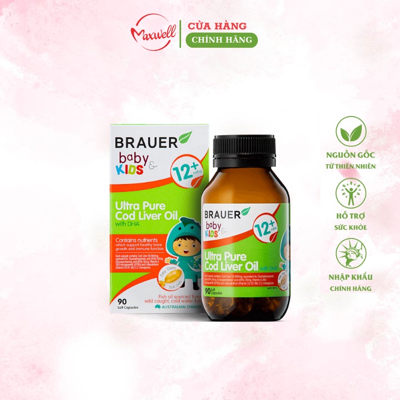 Dầu Cá Brauer Baby & Kids Ultra Pure Cod Liver Oil  90 Viên Maxwell
