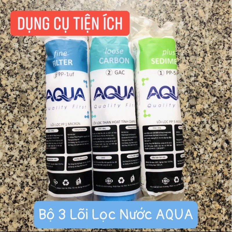 Bộ 3 quả Lõi lọc nước Aqua dùng được cho tất cả các dòng máy RO