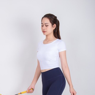 Áo Croptop Cộc tay KDN thể thao, độc quyền Gladimax tập yoga, tập gym (Không đệm ngực)