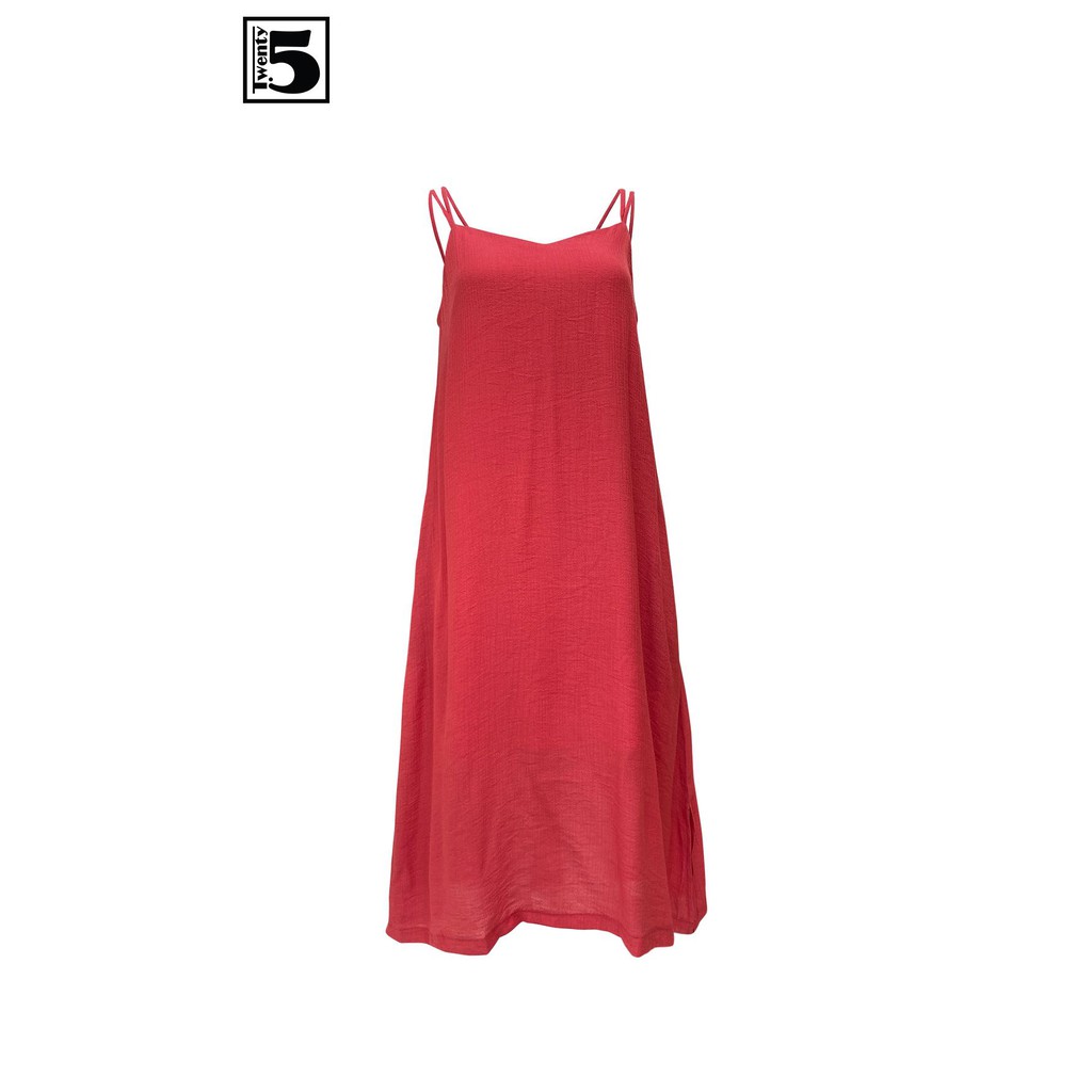 Đầm nữ midi dạo phố đi biển 2 dây xẻ sườn cổ tim có lớp lót Twentyfive N260