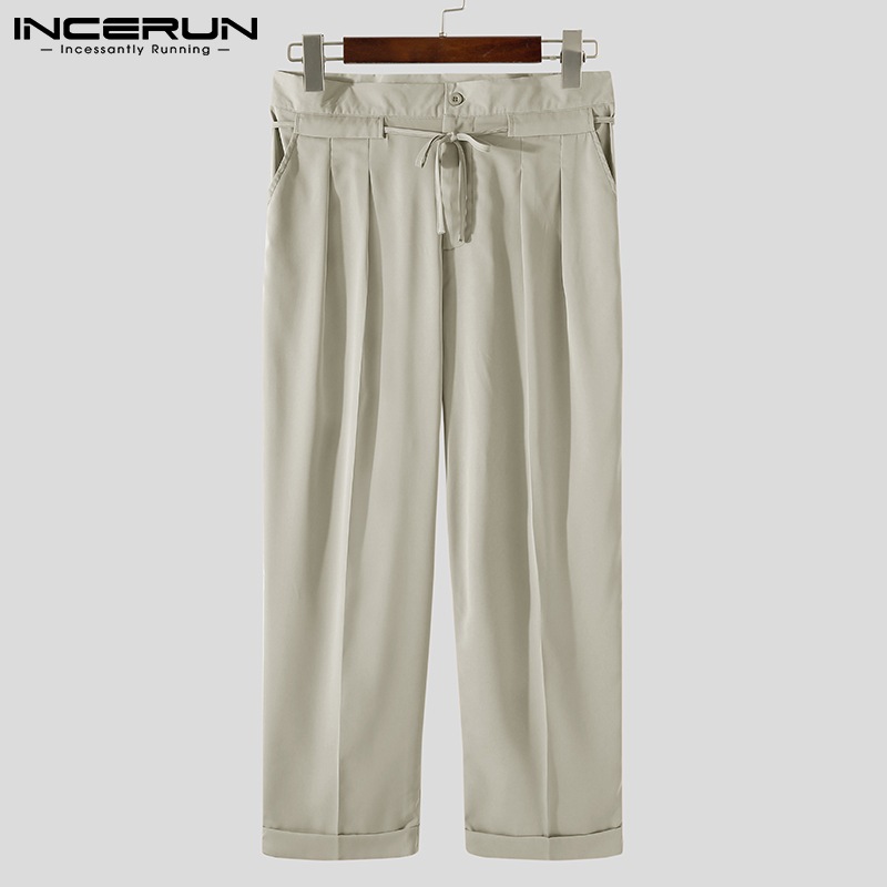 Quần Dài Incerun Ống Rộng Màu Trơn Phong Cách Hàn Quốc Cho Nam