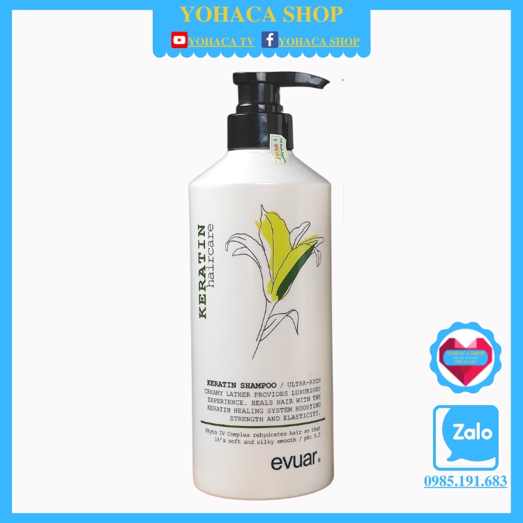 Bộ Dầu Gội Xả Evuar Keratin Chống Rụng Tóc 758ml