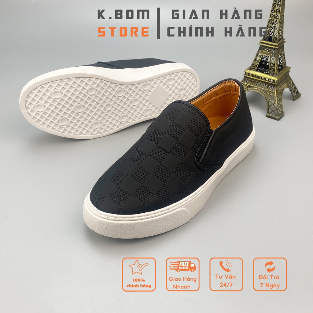 Giày Lười Nam Slipon  LV - Giày Nam Đẹp In hoạ tiết