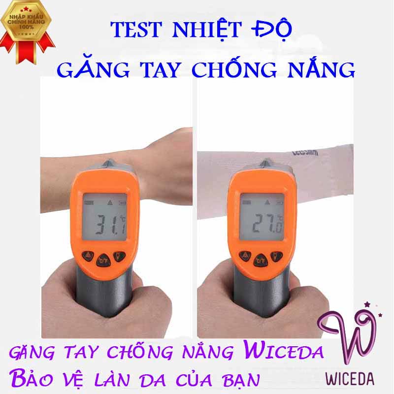 Găng tay chống nắng xỏ ngón Wiceda,ống tay chống nắng let'sSlim xuất Hàn chất cotton lạnh co giãn 4 chiều GT650