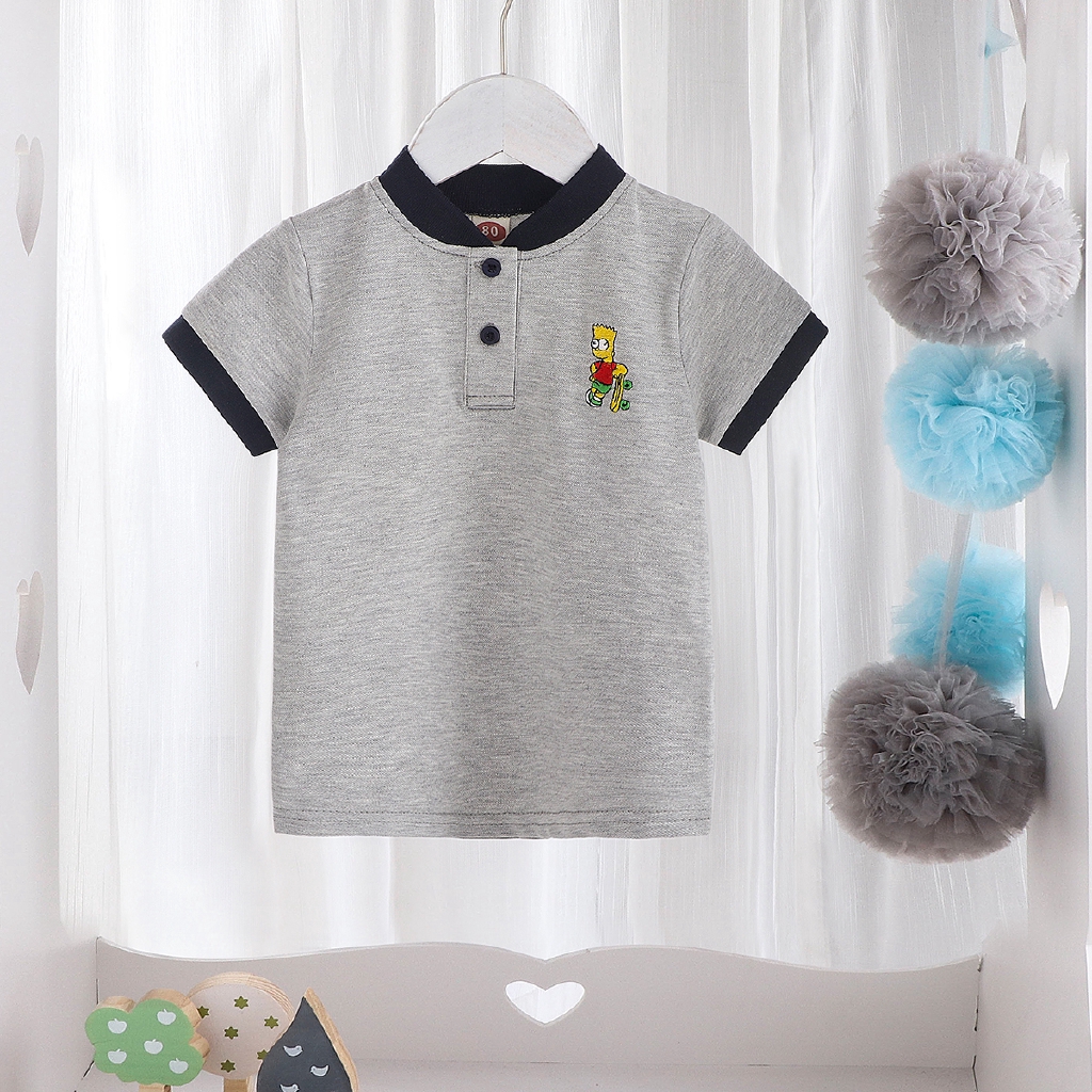 Áo Thun Polo Cotton Tay Ngắn Cho Bé Trai