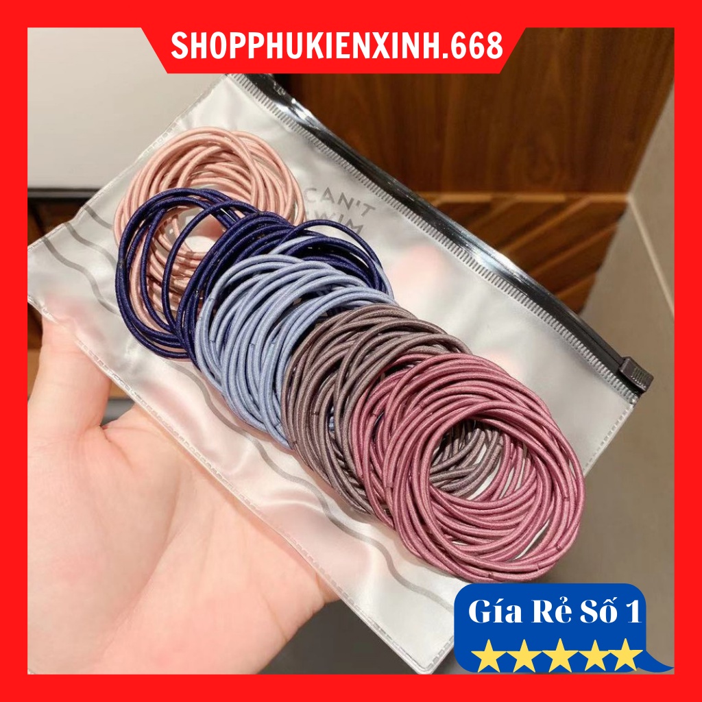 Sét 100 Dây Buộc Tóc [ RẺ VÔ ĐỊCH ] Hàn Quốc Co Dãn Tiện Dụng Nhiều Màu