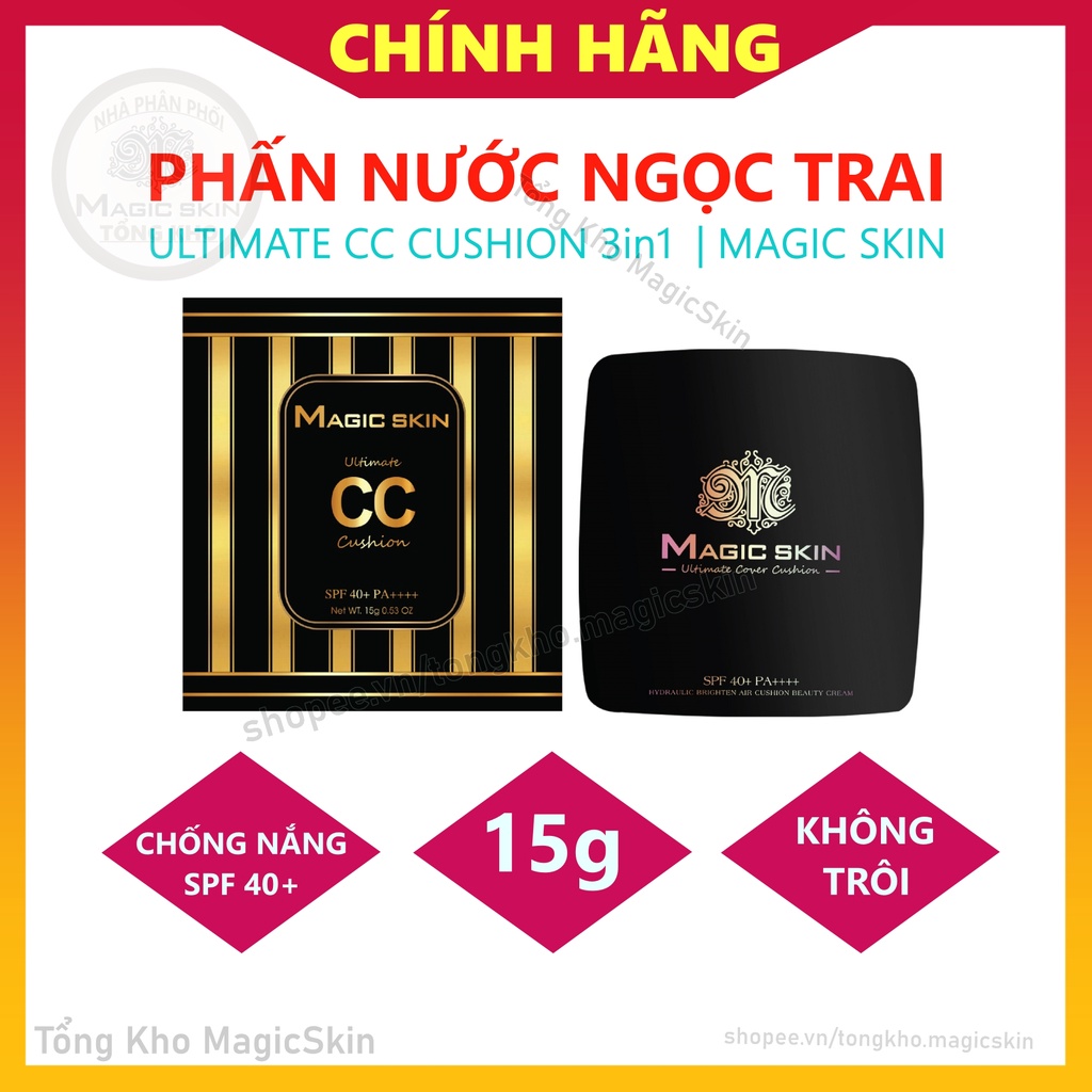 PHẤN NƯỚC NGỌC TRAI Magic Skin Ultimate CC Cushion 3in1 CHỐNG NẮNG, MAKEUP, DƯỠNG DA