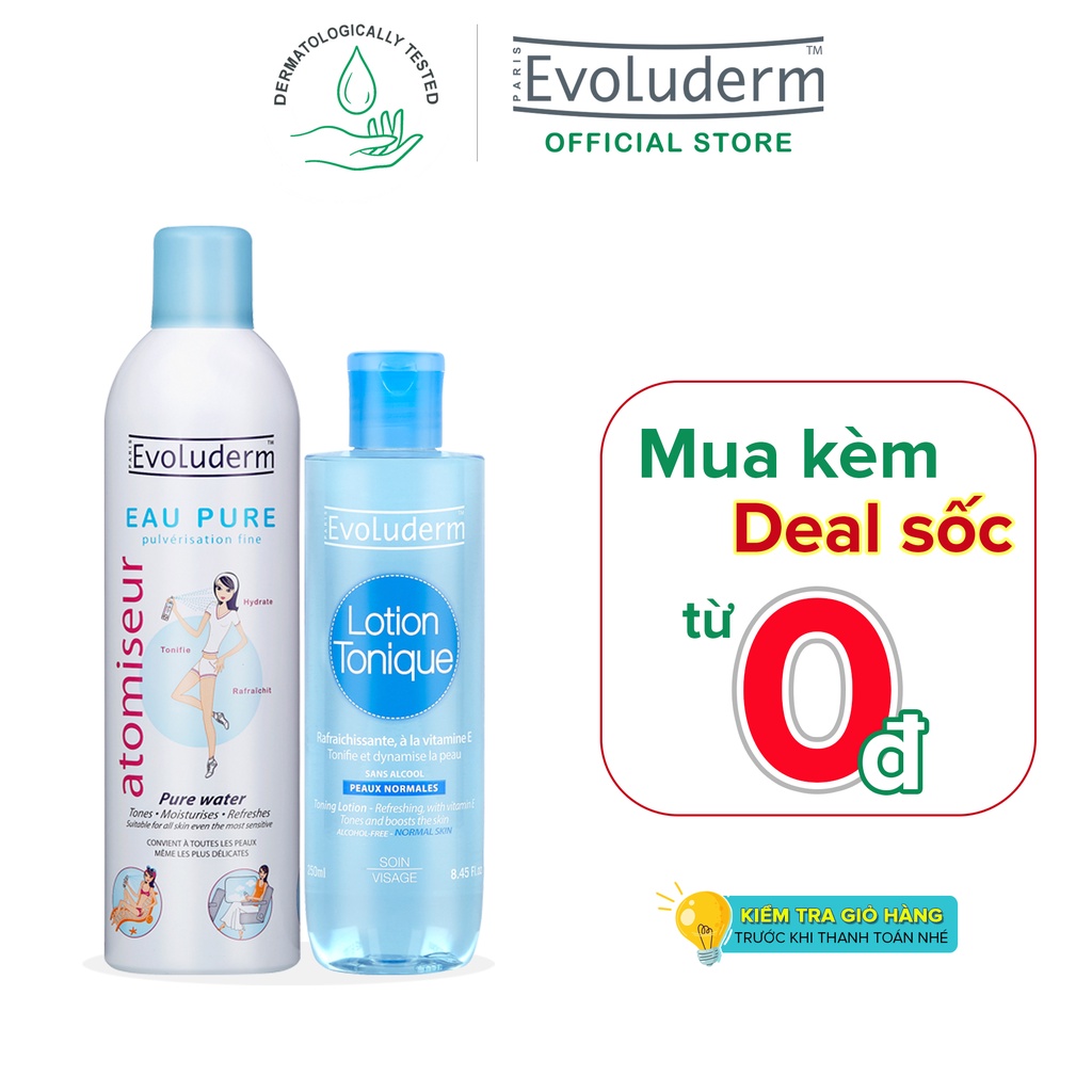 Bộ sản phẩm dưỡng ẩm và chăm sóc da Xịt khoáng Ecoluderm 400ml + Nước hoa hồng dành cho da thường 250ml