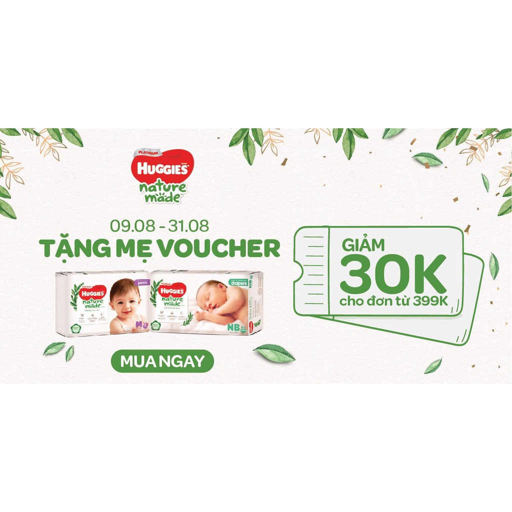 Tã quần/dán Huggies Siêu Cao Cấp Platinum Nature Made M58/L44/XL38/XXL26 NB60/S82/M64/L54/XL44.....