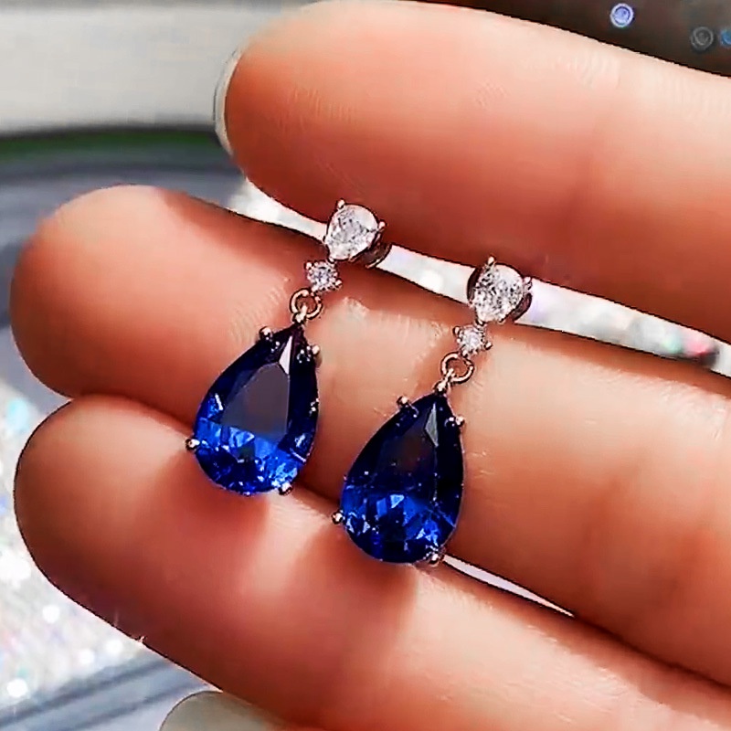 Khuyên Tai Hình Giọt Nước Đính Đá Zircon Zircon Thanh Lịch Hợp Thời Trang Làm Quà Tặng Cho Bạn Gái