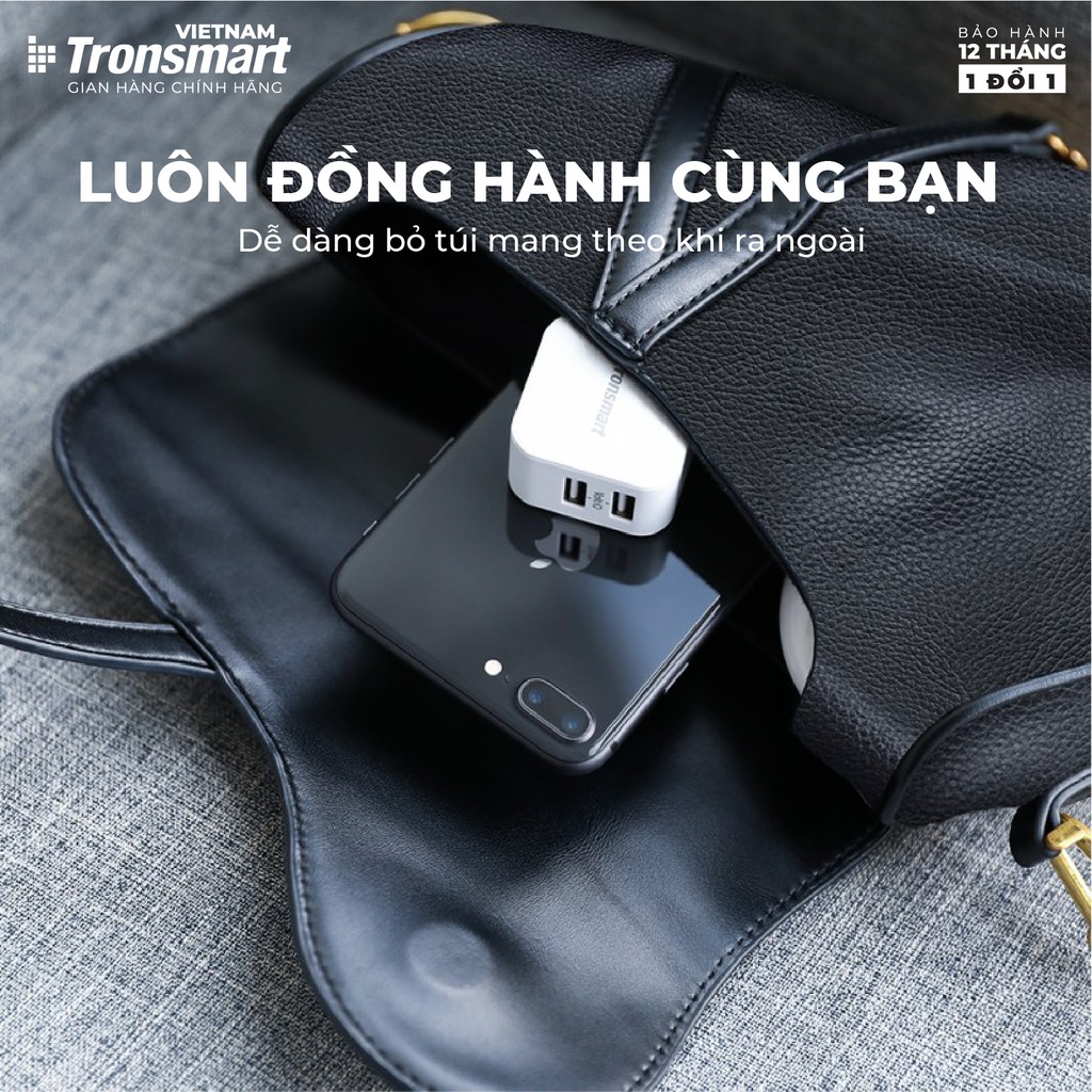 Củ sạc 2 cổng USB Tronsmart W02 công nghệ VoliQ 12W dòng 2.4A - Hàng chính hãng - Bảo hành 12 tháng 