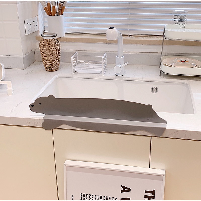 Tấm Chắn Nước Bằng Silicon Hình Gấu Bắc Cực Dễ Thương Tiện Dụng Cho Bồn Rửa Nhà Bếp