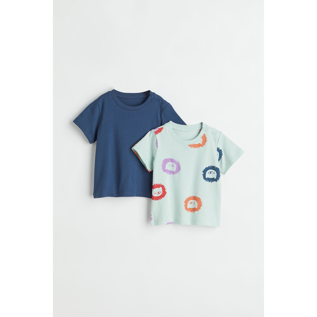 Set 2 áo phông cộc tay cotton hình cho bé HM Us