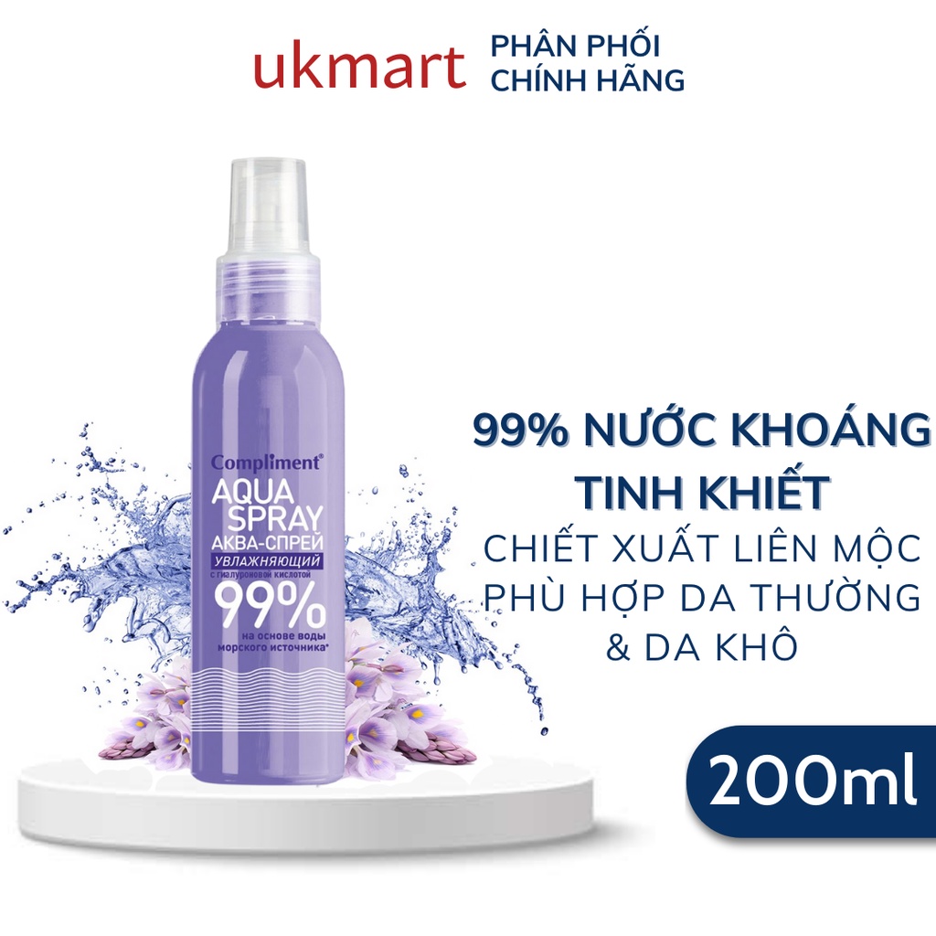 Xịt khoáng Compliment Aqua Spray 99% 200ml